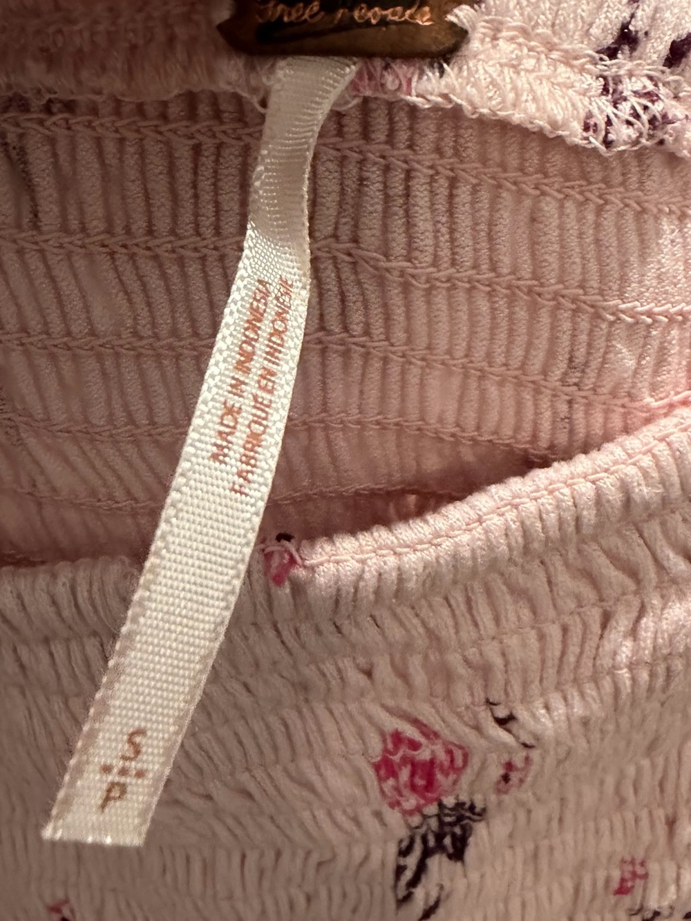 Free People Pink Floral Off-Shoulder Smocked Tunic - Picture 3 of 3